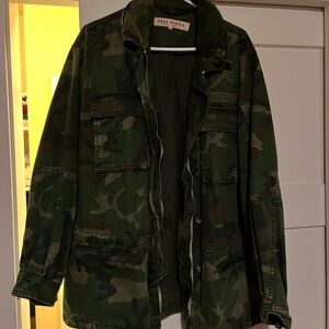 Free People Camouflage Military Jacket